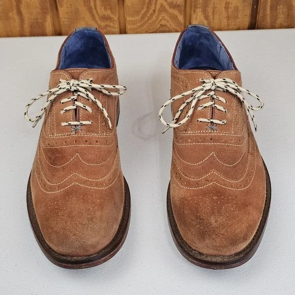 Ted Baker London Guri Mens Sz 10 Suede Wingtip Brogue Oxford Shoes Brown - Picture 6 of 11